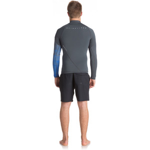 2018 Quiksilver Syncro New Wave 1mm manica lunga in neoprene Top GUNMETAL / ROYAL BLUE EQYW803007